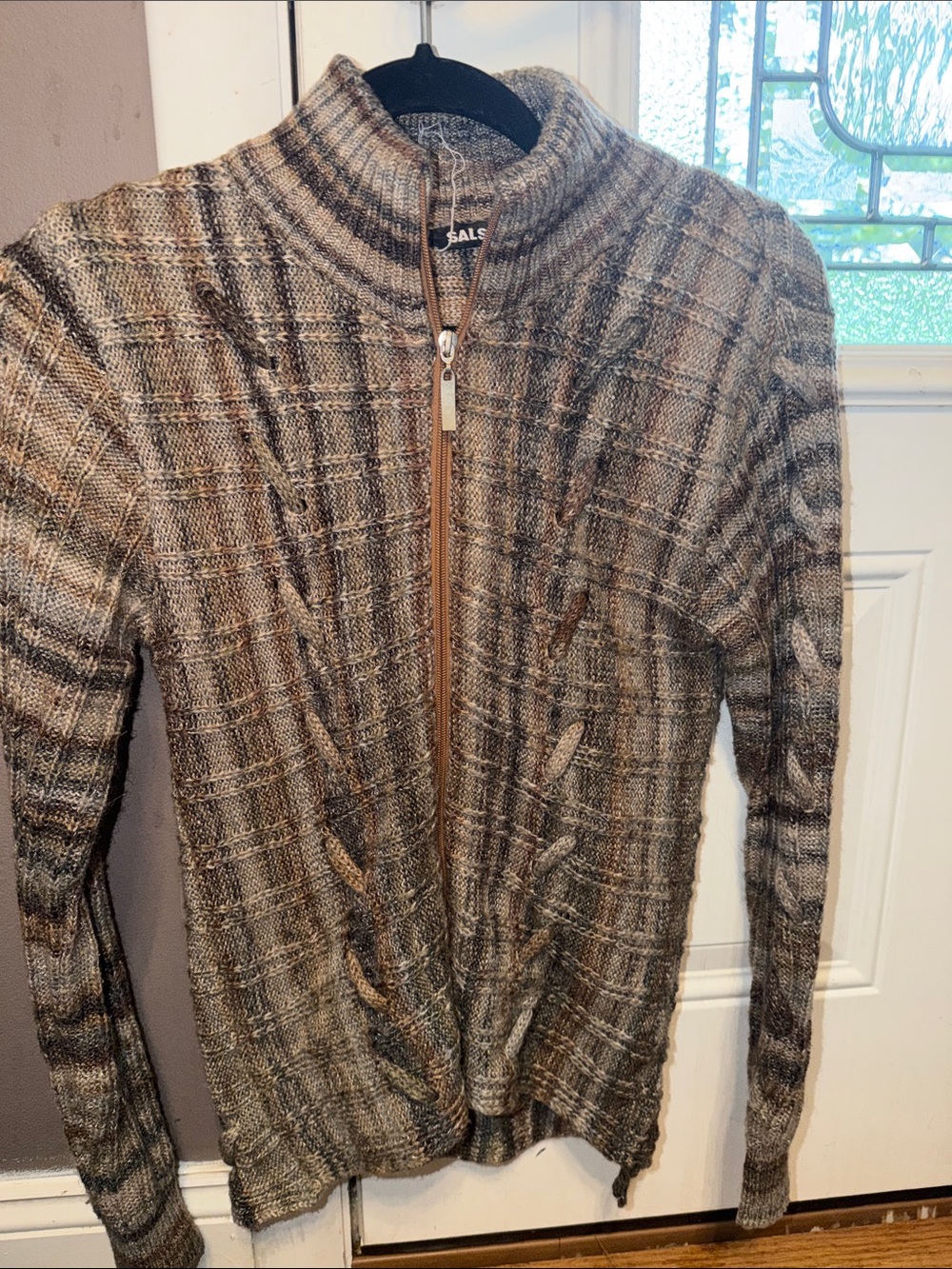 Vintage Salsa Wool & Mohair Knit Zip-Front Intricate Laced Detailing #rare